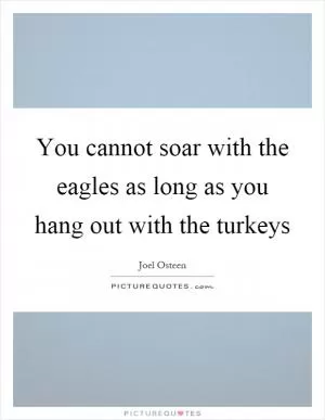 You cannot soar with the eagles as long as you hang out with the turkeys Picture Quote #1