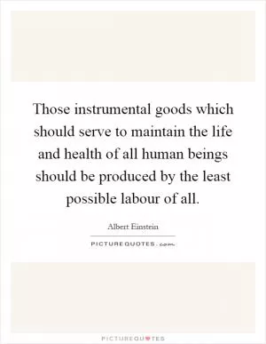 Those instrumental goods which should serve to maintain the life and health of all human beings should be produced by the least possible labour of all Picture Quote #1