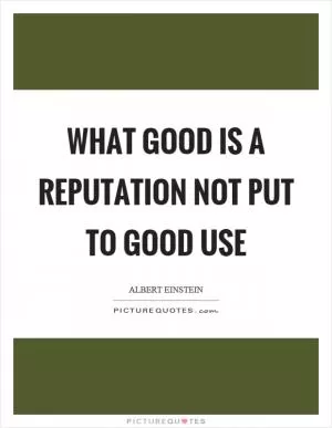 What good is a reputation not put to good use Picture Quote #1