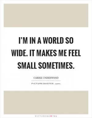 I’m in a world so wide. It makes me feel small sometimes Picture Quote #1