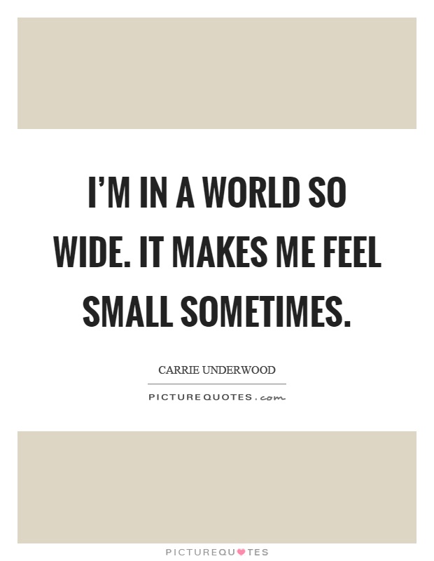 I'm in a world so wide. It makes me feel small sometimes Picture Quote #1