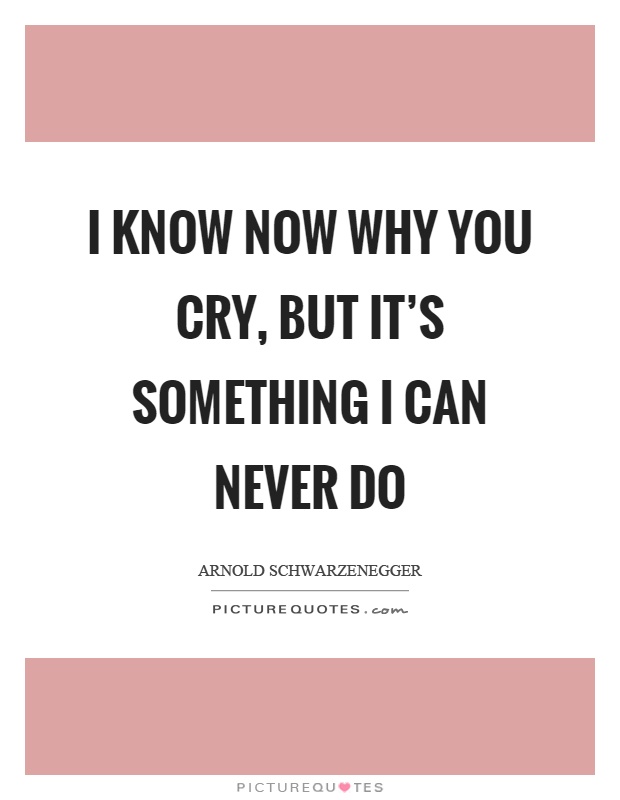 I know now why you cry, but it's something I can never do Picture Quote #1