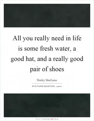 All you really need in life is some fresh water, a good hat, and a really good pair of shoes Picture Quote #1