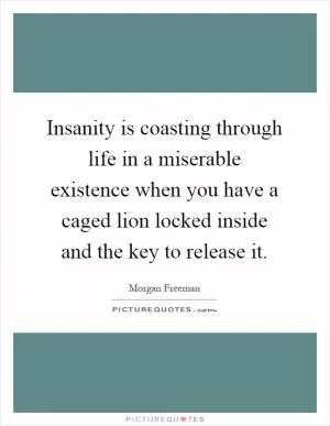 Insanity is coasting through life in a miserable existence when you have a caged lion locked inside and the key to release it Picture Quote #1
