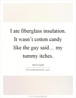 I ate fiberglass insulation. It wasn’t cotton candy like the guy said… my tummy itches Picture Quote #1