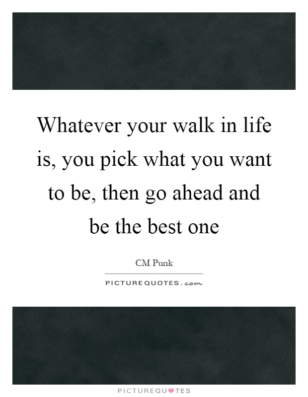 Whatever your walk in life is, you pick what you want to be, then go ahead and be the best one Picture Quote #1