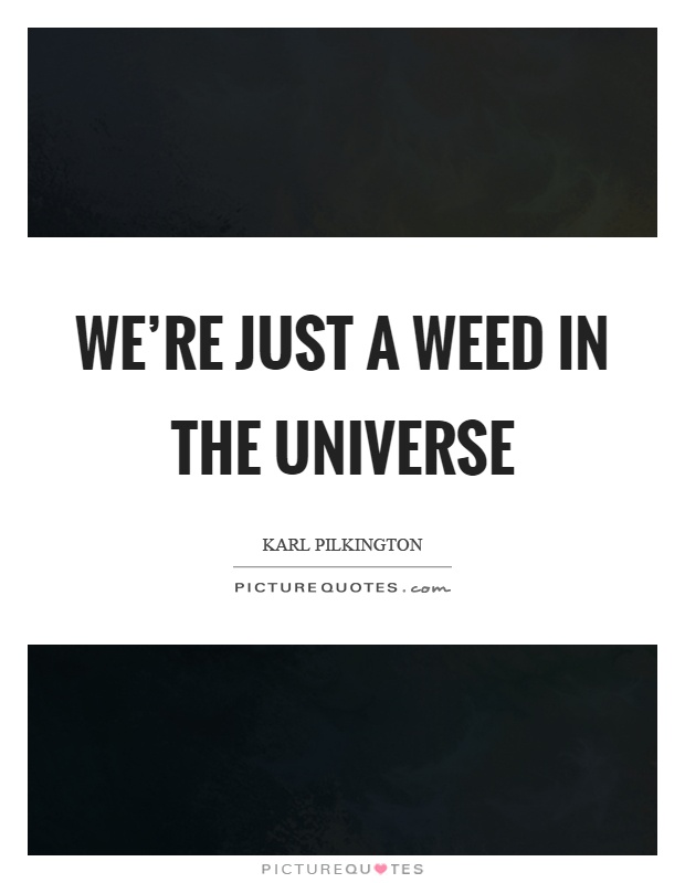 We're just a weed in the universe Picture Quote #1