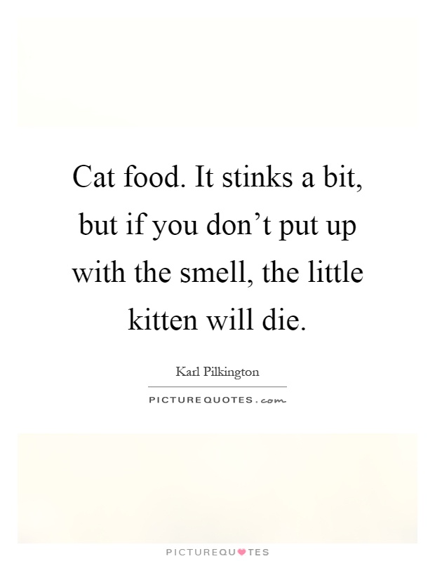 Cat food. It stinks a bit, but if you don't put up with the smell, the little kitten will die Picture Quote #1