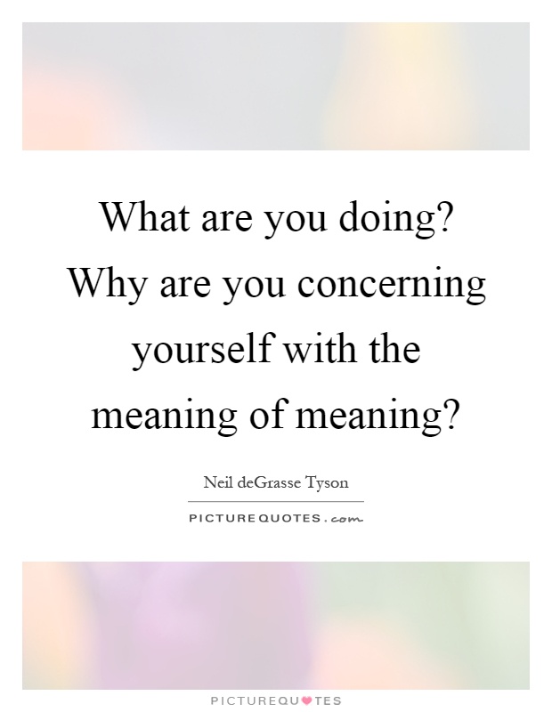 What are you doing? Why are you concerning yourself with the meaning of meaning? Picture Quote #1