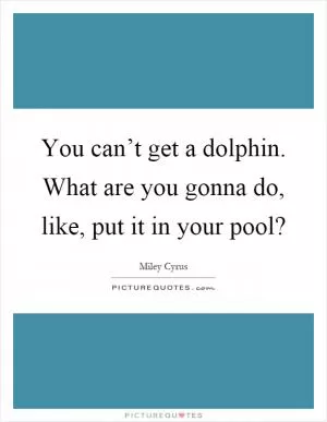 You can’t get a dolphin. What are you gonna do, like, put it in your pool? Picture Quote #1