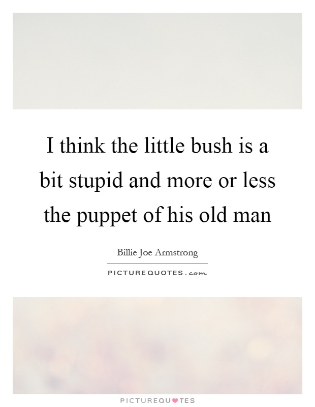 I think the little bush is a bit stupid and more or less the puppet of his old man Picture Quote #1