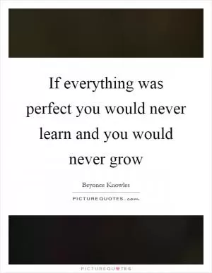 If everything was perfect you would never learn and you would never grow Picture Quote #1