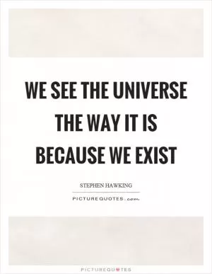 We see the universe the way it is because we exist Picture Quote #1