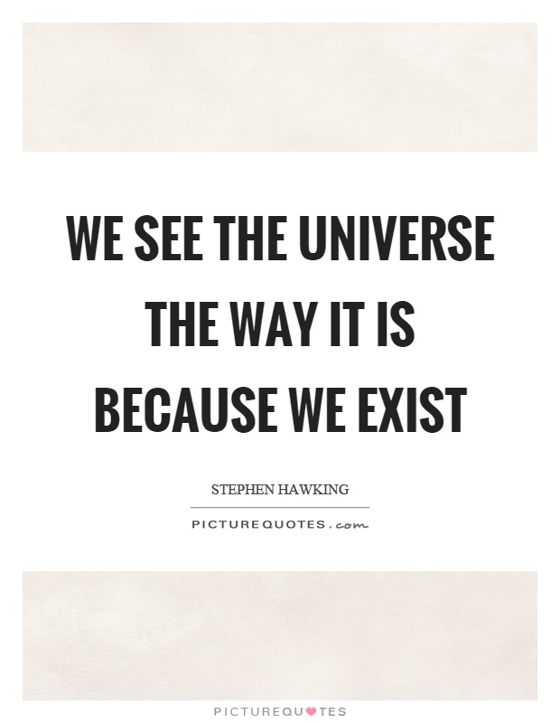 We see the universe the way it is because we exist Picture Quote #1