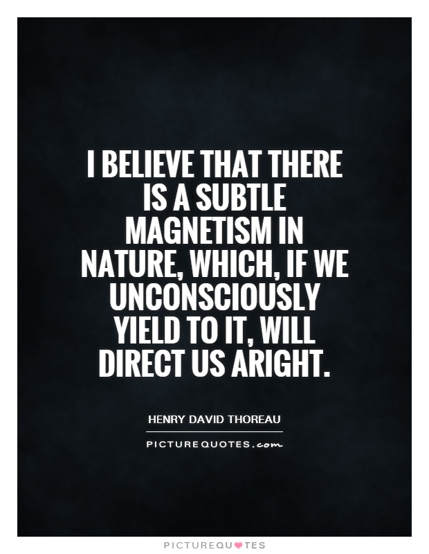 I believe that there is a subtle magnetism in Nature, which, if we unconsciously yield to it, will direct us aright Picture Quote #1