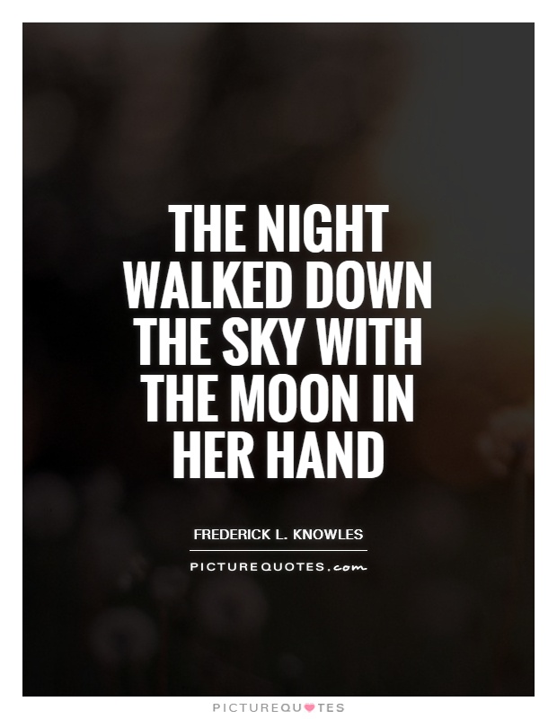 The night walked down the sky with the moon in her hand Picture Quote #1