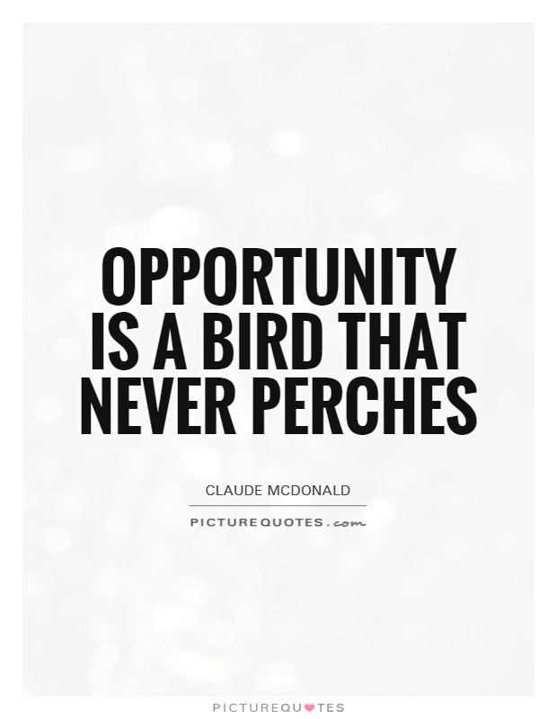 Opportunity is a bird that never perches Picture Quote #1