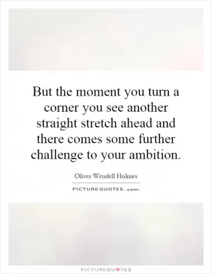 But the moment you turn a corner you see another straight stretch ahead and there comes some further challenge to your ambition Picture Quote #1