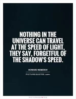 Nothing in the universe can travel at the speed of light, they say, forgetful of the shadow's speed Picture Quote #1