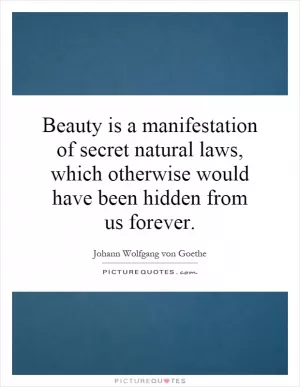 Beauty is a manifestation of secret natural laws, which otherwise would have been hidden from us forever Picture Quote #1