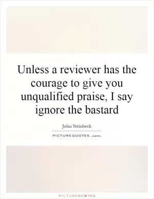 Unless a reviewer has the courage to give you unqualified praise, I say ignore the bastard Picture Quote #1