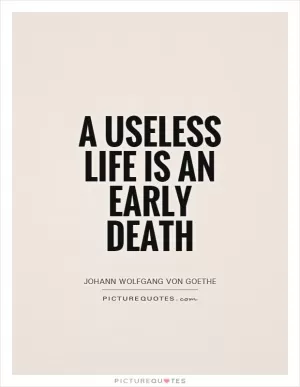A useless life is an early death Picture Quote #1