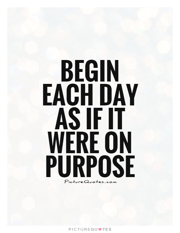 Begin each day as if it were on purpose Picture Quote #1