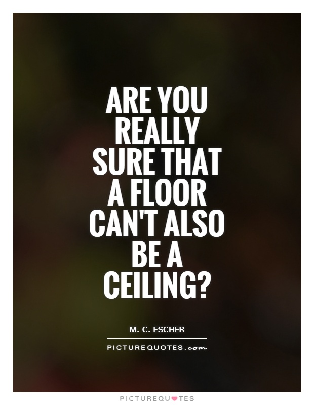 Are you really sure that a floor can't also be a ceiling? Picture Quote #1