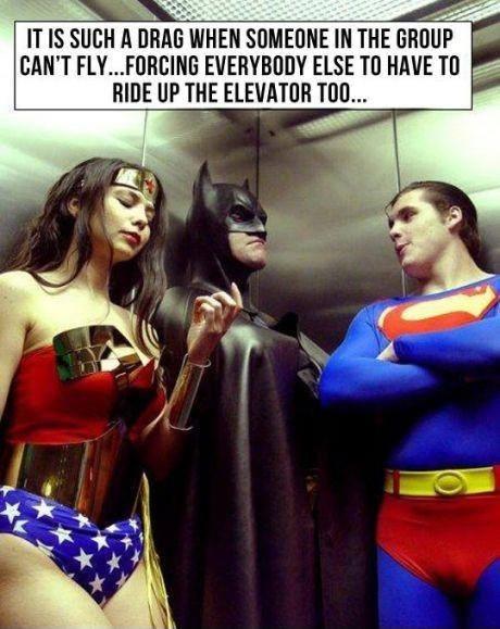 It is such a drag when someone in the group can't fly... forcing everybody else to have to ride up in the elevator too Picture Quote #1