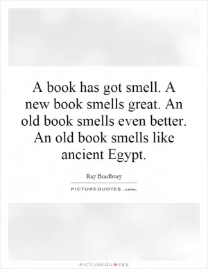 A book has got smell. A new book smells great. An old book smells even better. An old book smells like ancient Egypt Picture Quote #1