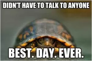 Don’t have to talk to anyone. Best. Day. Ever Picture Quote #1