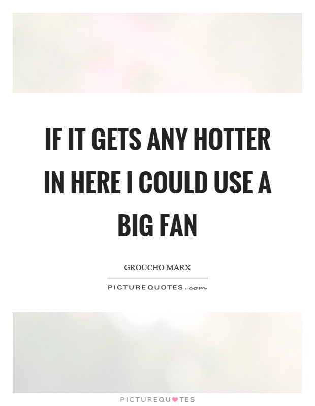 If it gets any hotter in here I could use a big fan Picture Quote #1
