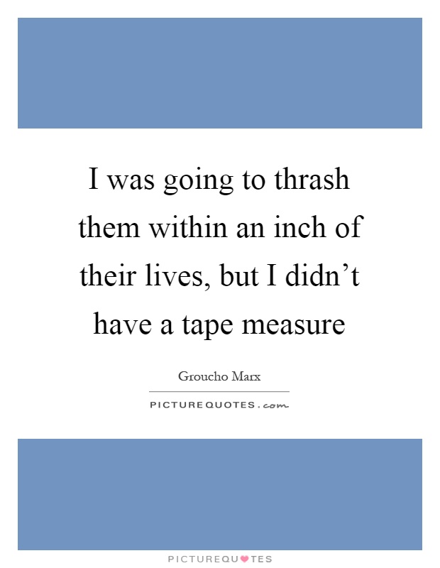 I was going to thrash them within an inch of their lives, but I didn't have a tape measure Picture Quote #1