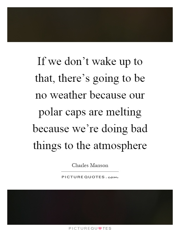 If we don't wake up to that, there's going to be no weather because our polar caps are melting because we're doing bad things to the atmosphere Picture Quote #1