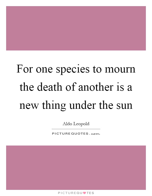 For one species to mourn the death of another is a new thing under the sun Picture Quote #1