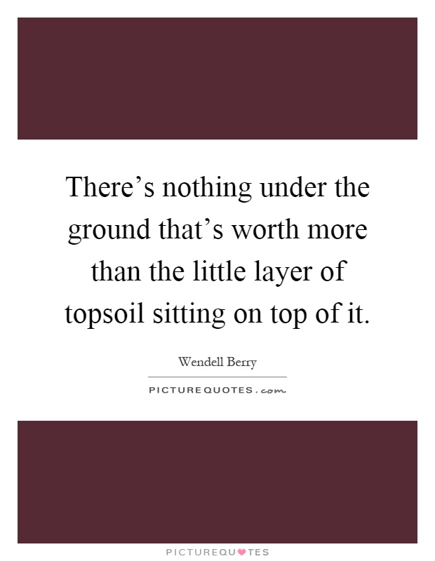 There's nothing under the ground that's worth more than the little layer of topsoil sitting on top of it Picture Quote #1