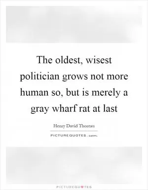 The oldest, wisest politician grows not more human so, but is merely a gray wharf rat at last Picture Quote #1