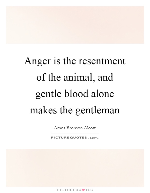 Anger is the resentment of the animal, and gentle blood alone makes the gentleman Picture Quote #1