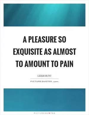 A pleasure so exquisite as almost to amount to pain Picture Quote #1