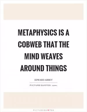 Metaphysics is a cobweb that the mind weaves around things Picture Quote #1