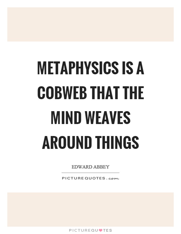 Metaphysics is a cobweb that the mind weaves around things Picture Quote #1