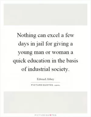 Nothing can excel a few days in jail for giving a young man or woman a quick education in the basis of industrial society Picture Quote #1