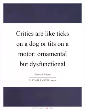 Critics are like ticks on a dog or tits on a motor: ornamental but dysfunctional Picture Quote #1
