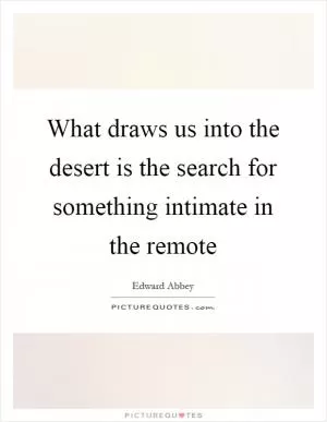 What draws us into the desert is the search for something intimate in the remote Picture Quote #1