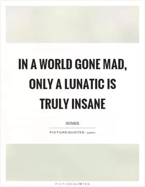 In a world gone mad, only a lunatic is truly insane Picture Quote #1
