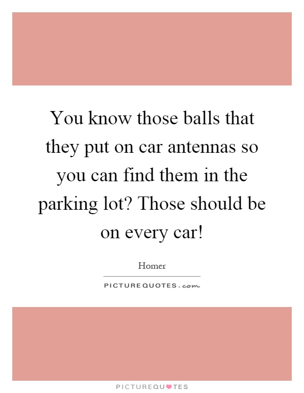 You know those balls that they put on car antennas so you can find them in the parking lot? Those should be on every car! Picture Quote #1