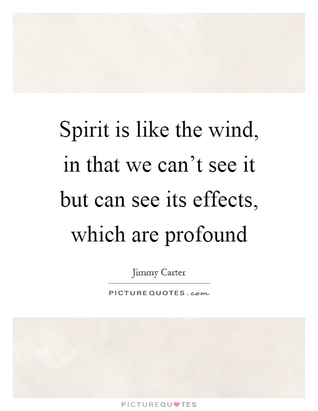 Spirit is like the wind, in that we can't see it but can see its effects, which are profound Picture Quote #1