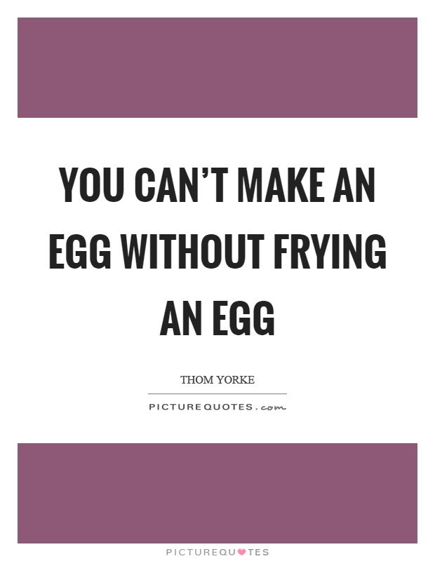 You can't make an egg without frying an egg Picture Quote #1
