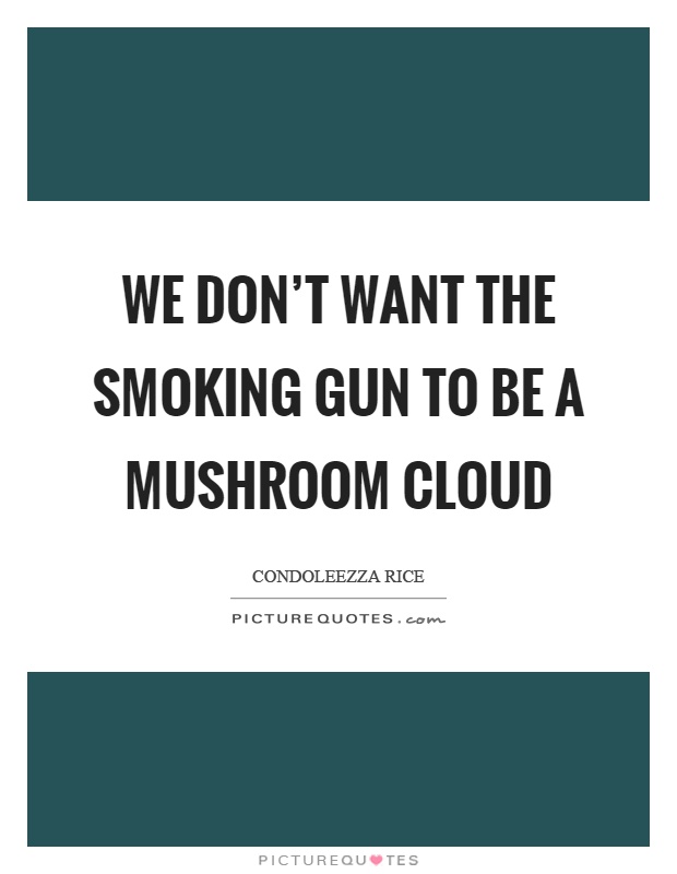 We don't want the smoking gun to be a mushroom cloud Picture Quote #1