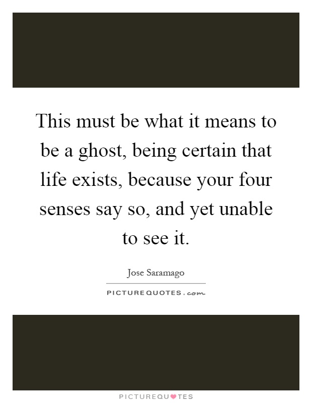 This must be what it means to be a ghost, being certain that life exists, because your four senses say so, and yet unable to see it Picture Quote #1